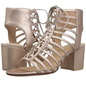 Amabelle Block Heel Sandal in Rose Gold